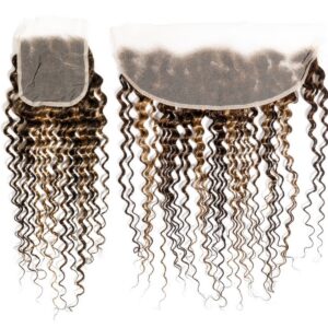 Deep Wave #4/27 Highlight Virgin Human Hair 4x4 13x4 Transparent Lace Closure/Frontal